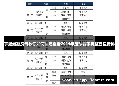掌握最新资讯教你如何快速查看2024年足球赛事完整日程安排 掌握最新资讯教你如何快速查看2024年足球赛事完整日程安排